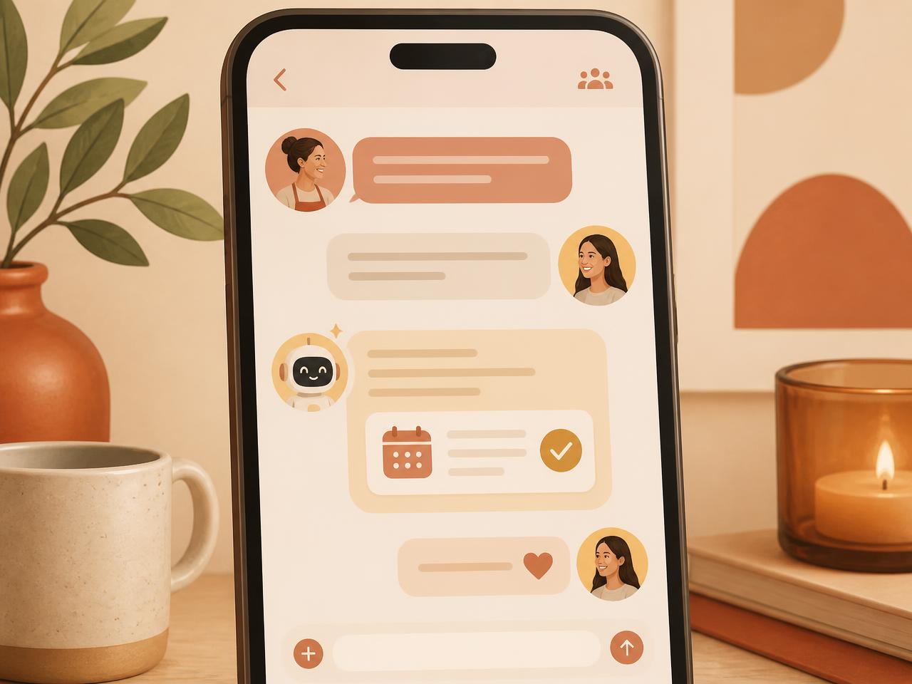 Group text thread where an AI assistant books an appointment